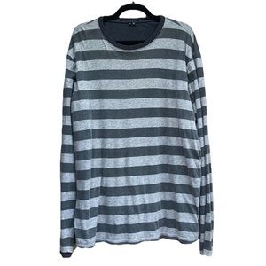 THEORY Top Striped Layered Long Sleeve Shirt Gray XXL